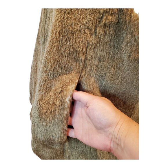 ANN TAYLOR LOFT SZ 10 Brown/Tan Soft Faux Fur Zippered Vest - Picture 5 of 8